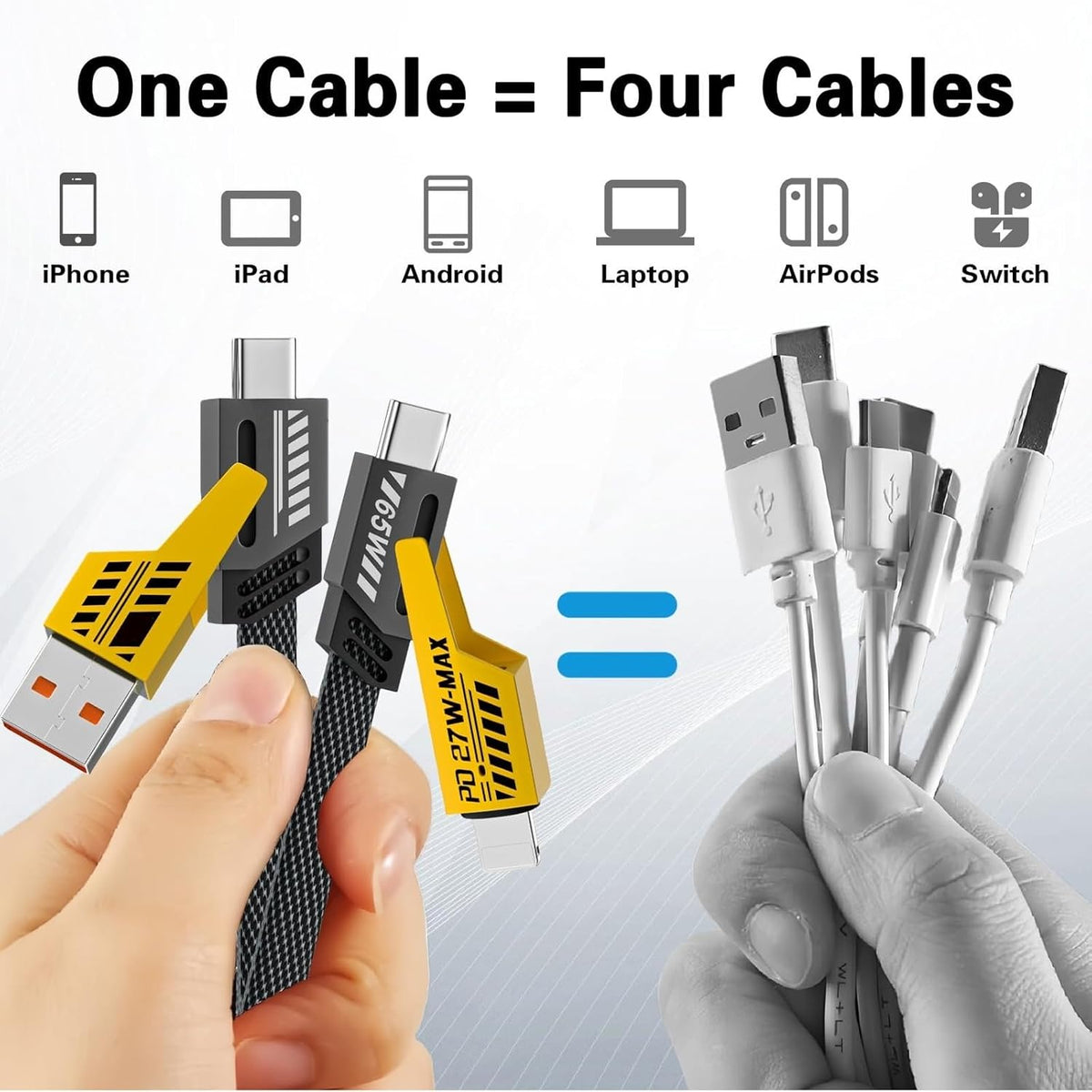 4 In 1 USB To Type C Charging Cable 65W