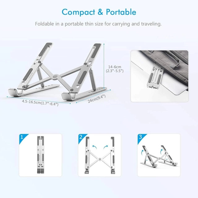 Adjustable Foldable Laptop Stand – Portable Aluminum Laptop & Tablet Holder